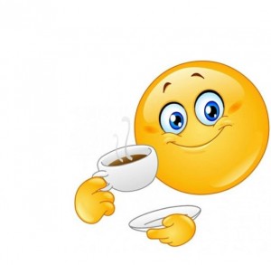 Create meme: the smiley face is drinking tea, smiley with tea, good morning emoticons