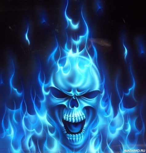 Create meme: skull on fire , blue flame , blue fire