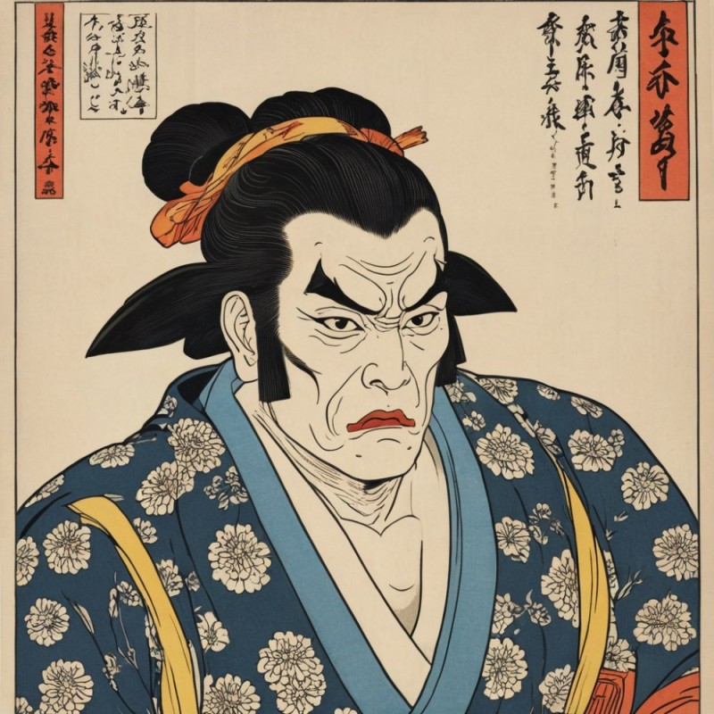 Создать мем: самурай гравюра, японский император гравюра, ukiyo