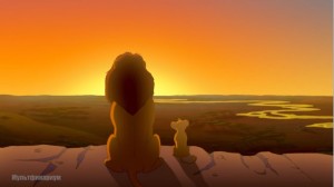 Create meme: Simba at sunset, the lion king and Simba at sunset, Simba and Mufasa sunset
