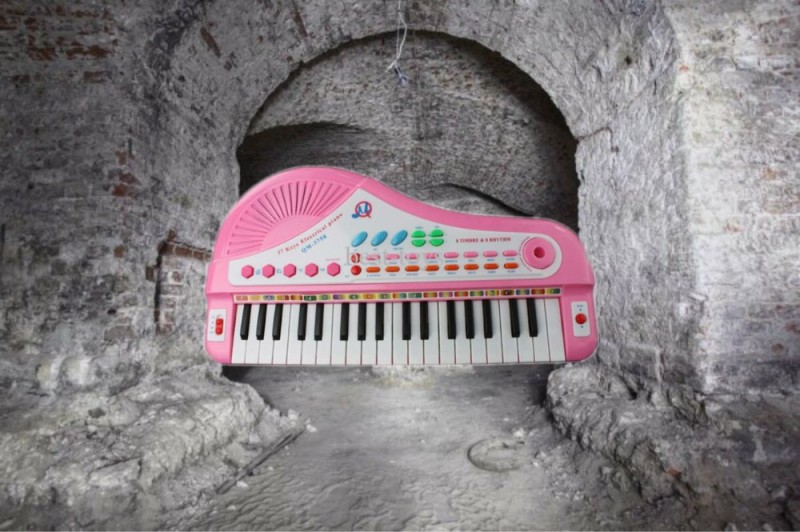 Создать мем: детское пианино с микрофоном, подземелья московского кремля, детское пианино