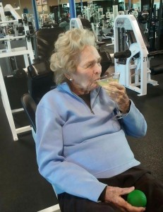 Create meme: old age, the grandma in the gym, grandma