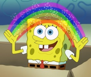 Create meme: spongebob rainbow, imagination meme spongebob, imagination spongebob