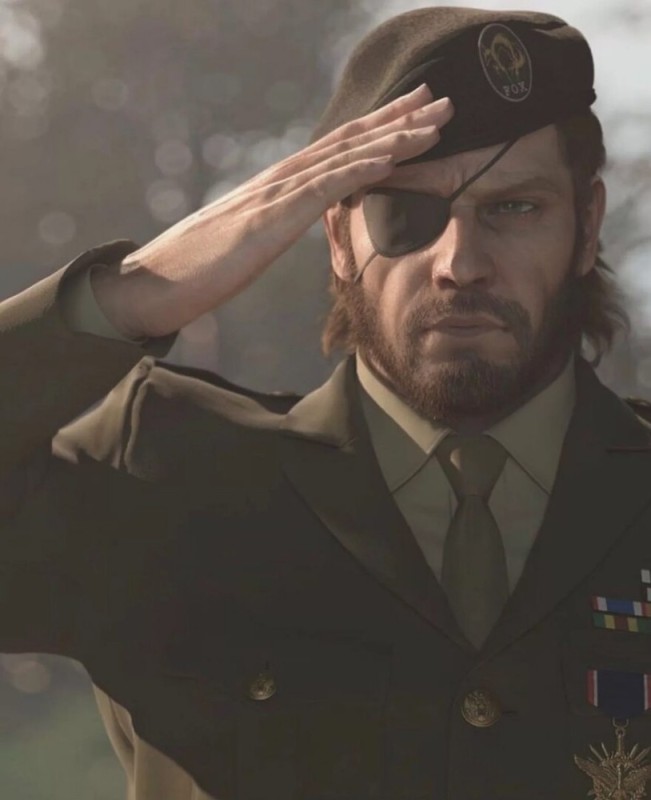 Create meme: solid snake salutes, metal gear's big boss salutes, big boss metal gear