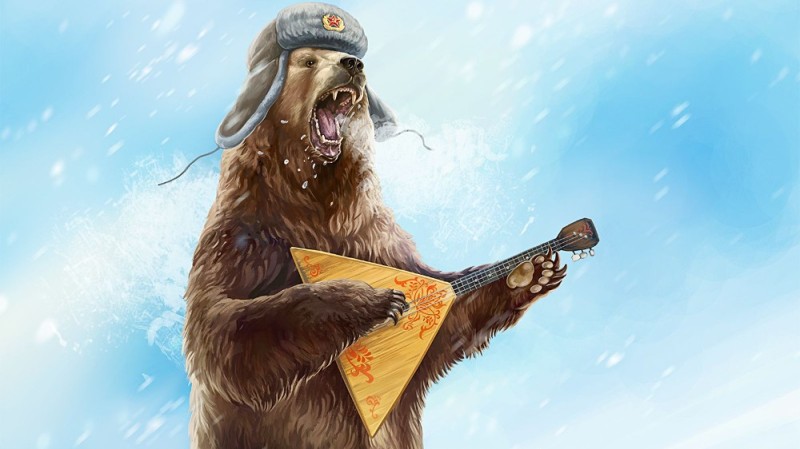 Создать мем: русский медведь с балалайкой, медведь в шапке ушанке с балалайкой, медведь балалайка