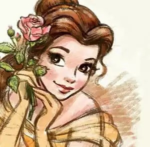 Create meme: Belle drawing of Princess Belle, drawings of Disney princesses, disney princesses