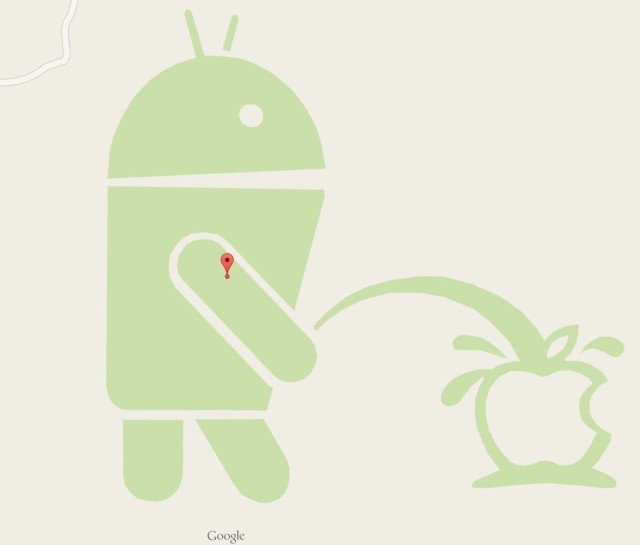 Create meme: An android eats an apple, android, android vs apple 