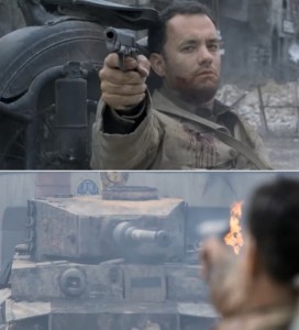 Create meme: Tom Hanks vs tank meme, Tom Hanks meme, Tom Hanks against the tank