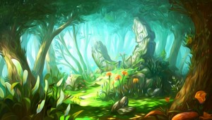 Создать мем: мультяшный лес фон фэнтези, 2d арт лес, магический лес арт
