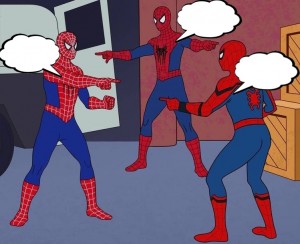 Create meme: spider man and spider man meme, meme 2 spider-man, spider-man shows spider-man meme