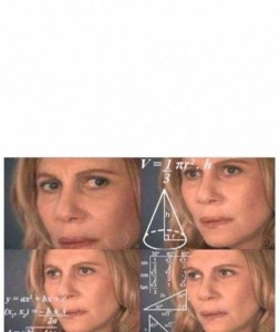 Create meme: the woman thinks meme, math lady meme, a woman with a meme formulas