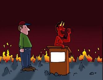 Создать мем: юристы в аду, атеисты в аду, комиксы юмор
