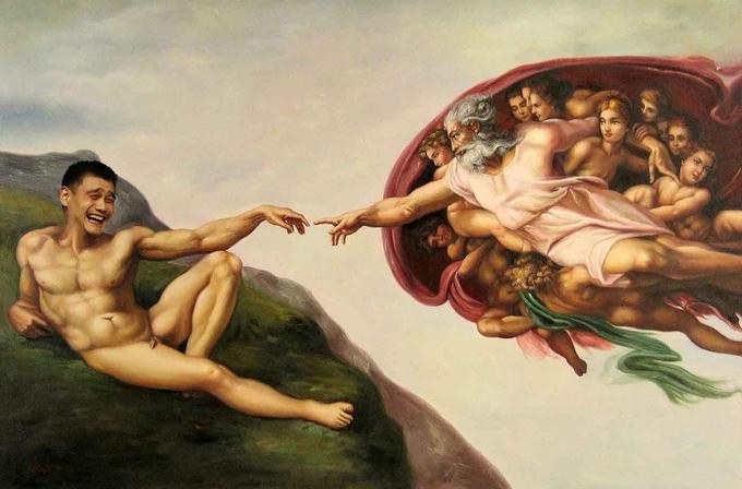 Создать мем: фреска микеланджело, картина сотворение адама, микеланджело буонарроти сотворение адама