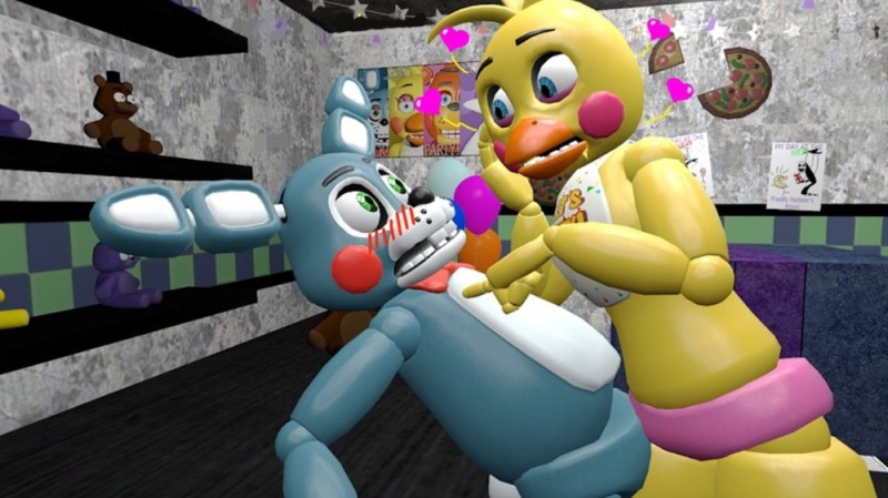Create meme: Animatronics of that Chick and Bonnie, toy Bonnie and toy Chica, FNAF 2 That Bonnie and that Chick