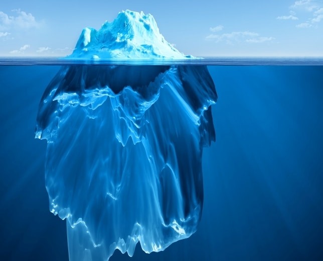 Create meme: iceberg under water and above water, iceberg background, icebergs