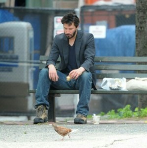 Create meme: sad keanu, Keanu Reeves on a bench, sad Keanu