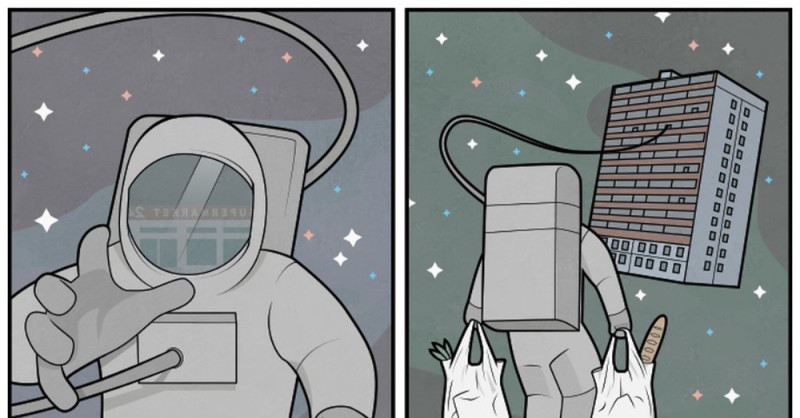 Create meme: Figure cosmonaut, cosmonaut comics, cosmonaut illustration