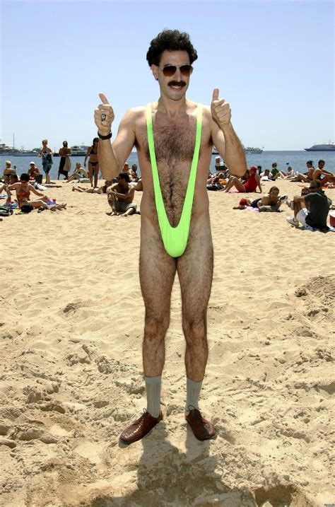Create meme: funny swimsuit for men, borat on the beach, borate 