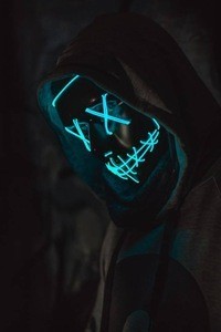 Создать мем: светящаяся маска судная ночь, неоновые маски, светящаяся неоновая маска