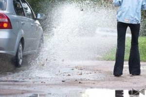 Create meme: auto, car, the car splashed the pedestrian