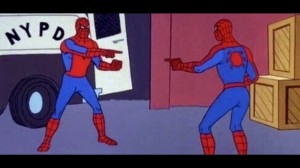 Create meme: Spider-man, Spiderman meme double the original, Spiderman meme double