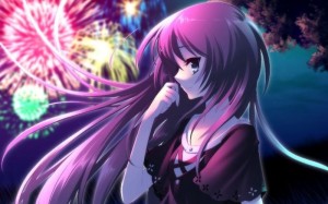 Create meme: brunette profile, pictures of anime girls, anime fireworks