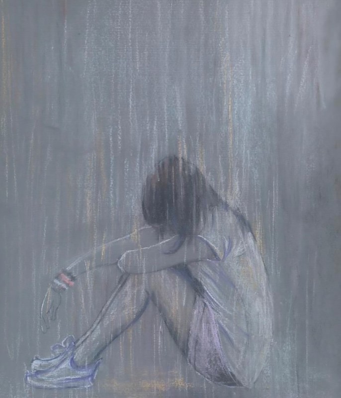 Create meme: girl in the rain, lonely girl in the rain, sadness loneliness