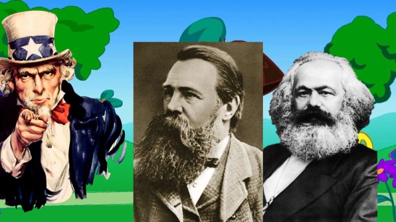 Create meme: illustration, uncle Sam , Karl Marx 