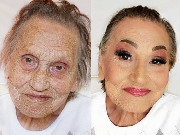 Create meme: make-up for grandma, olga romanova stylist, makeup for grandma