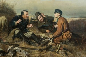Create meme: picture, famous paintings, the hunters at rest