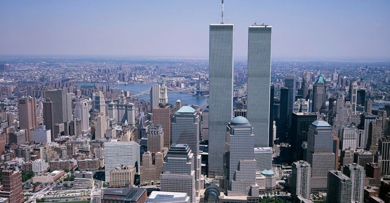 Создать мем: нью-йорк манхэттен панорама башни близнецы, втц нью-йорк башни близнецы, башни близнецы москва сити