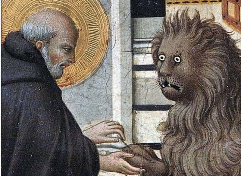 Создать мем: страдающее средневековье мемы, святой иероним и лев, зарплата ветка
