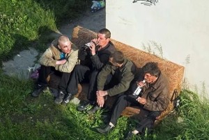 Create meme: four of the homeless a photo, alcoholic, drunk