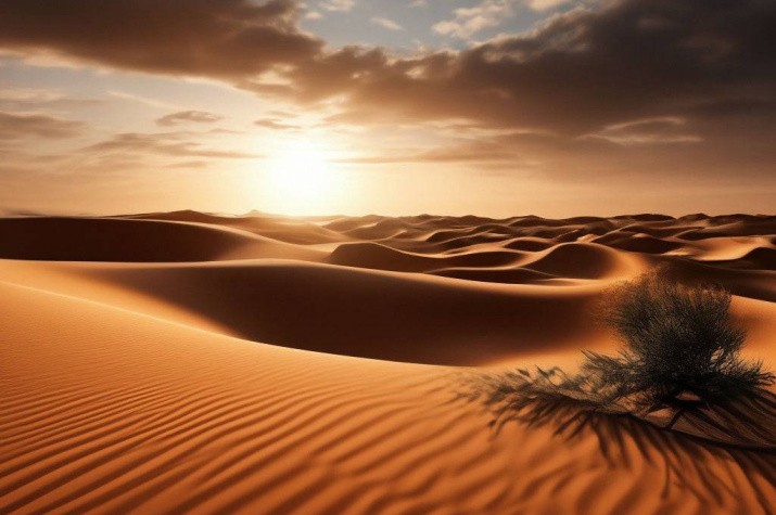 Create meme: desert , sunset in the desert, deserts