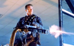Create meme: terminator minigun, terminator 2 photo, Terminator 2: judgment day