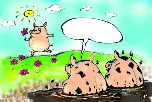 Создать мем: прикольные карикатуры, секта свиньи, свиньи в грязи сектанты