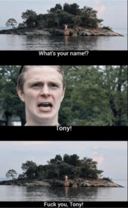 Создать мем: what is your name tony, скриншот