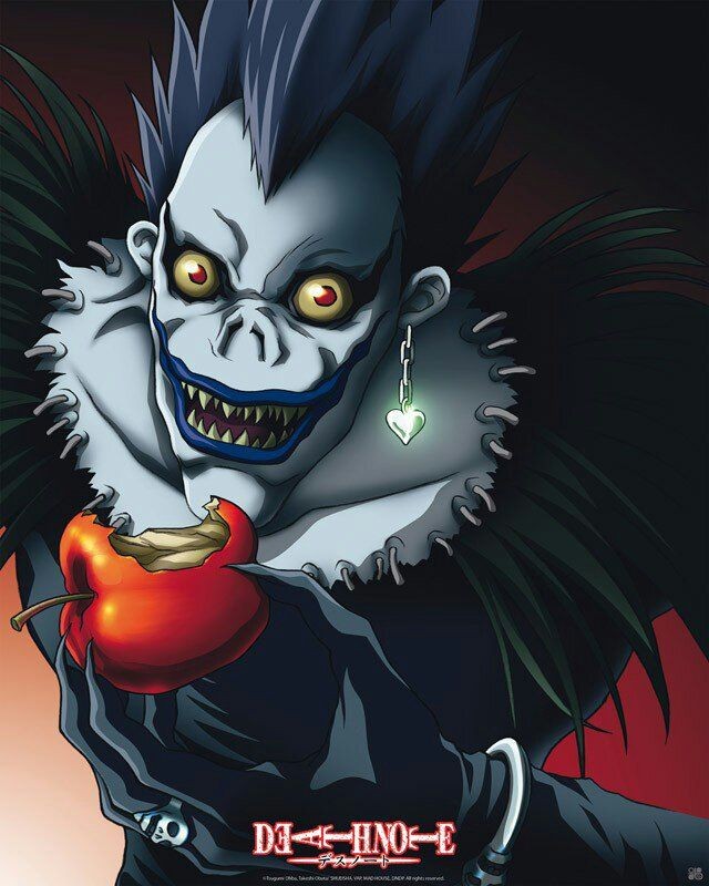 Создать мем: death note ryuk, рюк из тетради смерти с яблоком, рюк тетрадь смерти