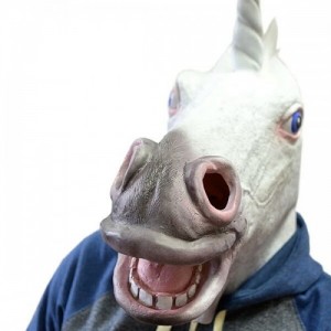 Create meme: unicorn, latex mask, halloween mask
