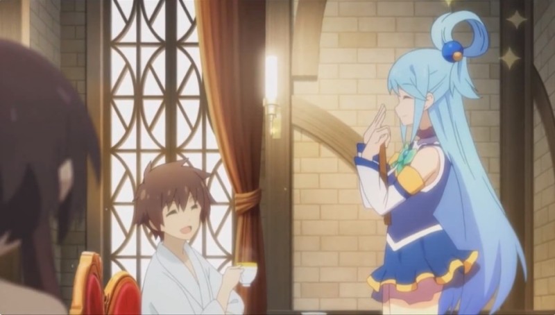 Create meme: anime konosova Aqua, aqua konosuba, konosuba 