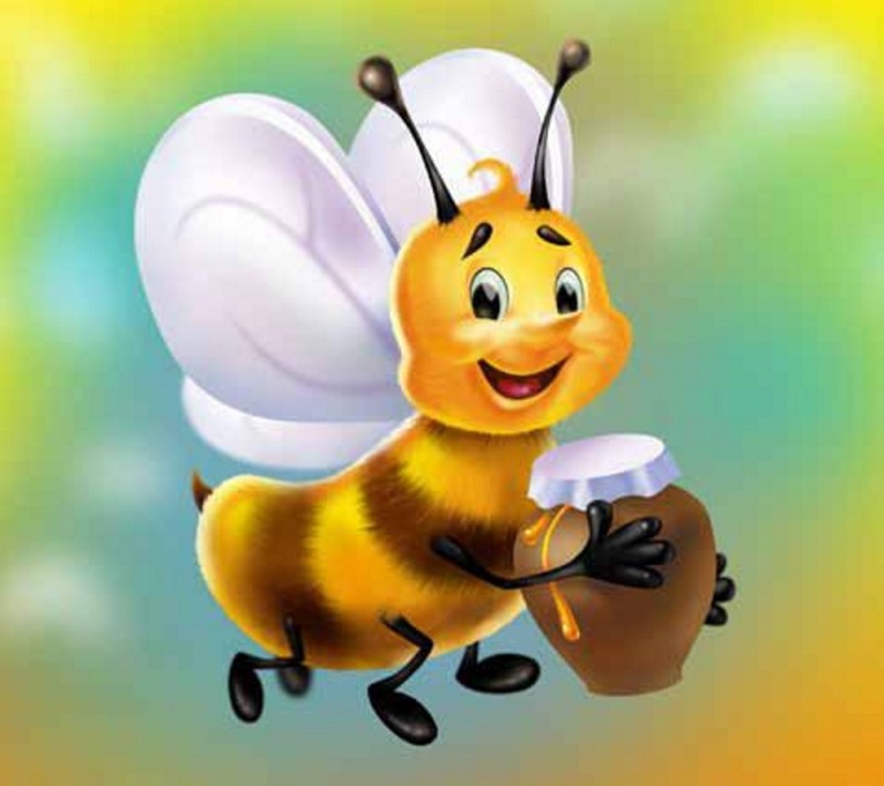 Create meme: cheerful bee, bee, drawing of a bee