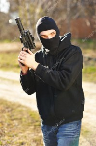 Создать мем: black mask, gunman, бандит с оружием