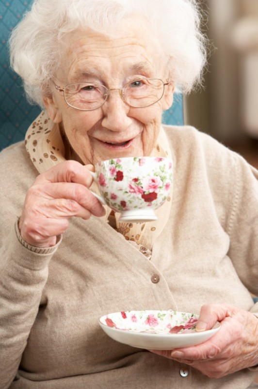 Create meme: an elderly woman, an elderly woman with a Cup, an elderly woman with a mug