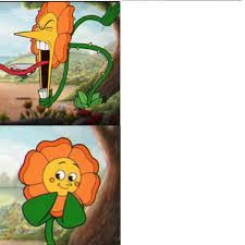 Создать мем: капхед кэгни гвоздика, cuphead flower meme, капхед ромашка мем
