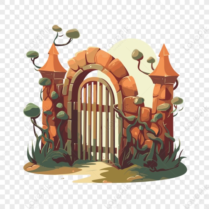 Create meme: decoration fence for a fairy tale, fairy house vector, gates