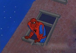 Создать мем: человек паук из окна, человек паук из окна мем, мем человек паук