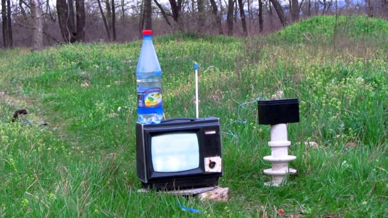 Create meme: discarded TV, TV in the country, nature 