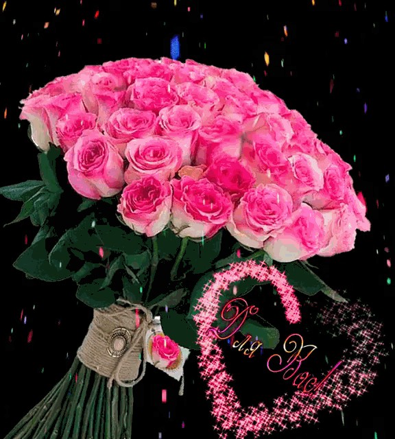 Create meme: shimmering bouquets, pink roses , a bouquet of roses for you