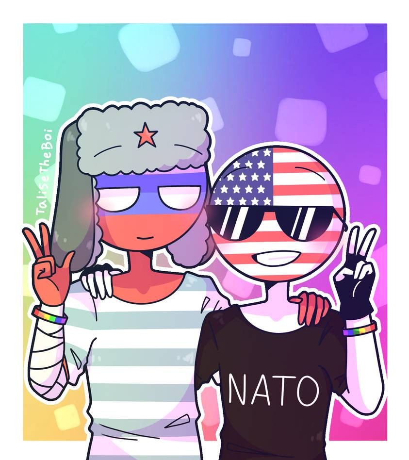 Countryhumans America And Russia / Rusame Graphic Custom Funny Hot