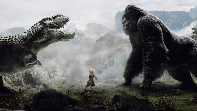 Create meme: king Kong , king kong 2005, king Kong vs dinosaurs